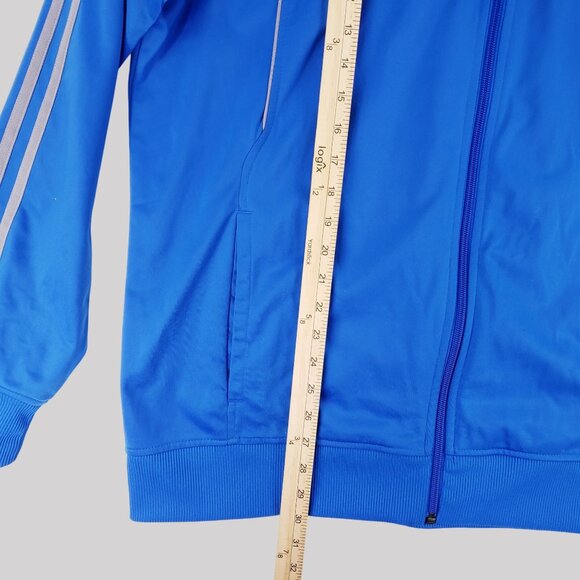 Adidas Blue Full-Zip Climalite Track Jacket With Striped Sleeves Mens XL - Picture 7 of 9